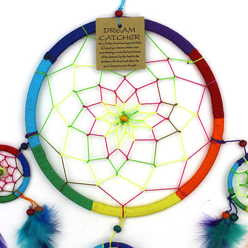 Large Bright Rainbow Dreamcatcher-Siesta Crafts