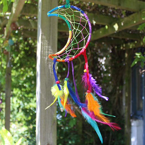 Rainbow Crescent Moon Dreamcatcher-Siesta Crafts
