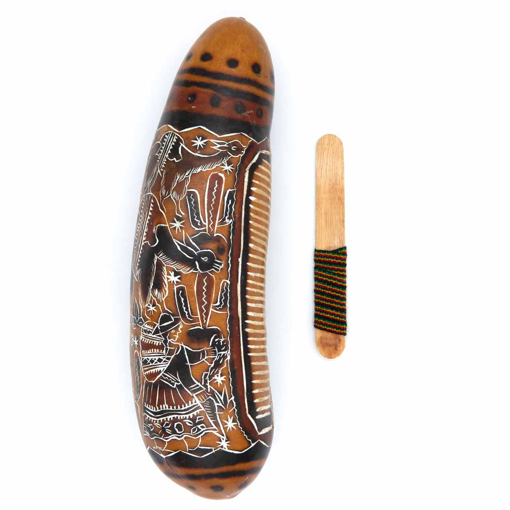 Traditional Gourd Guiro and Shaker-Siesta Crafts