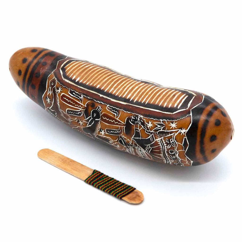Traditional Gourd Guiro and Shaker-Siesta Crafts
