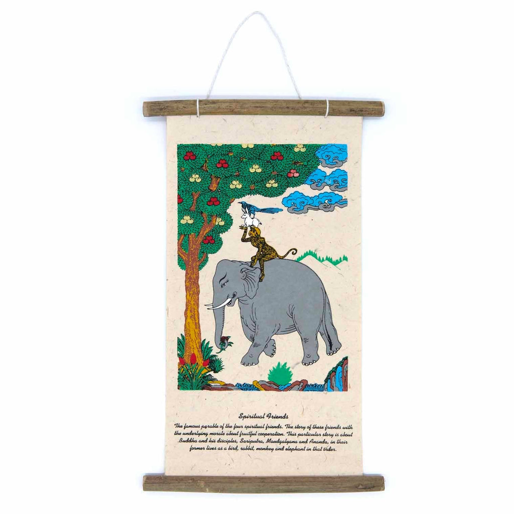 Lokta Deity Scroll - Four Friends-Siesta Crafts
