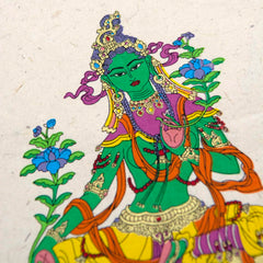Lokta Deity Scroll - Green Tara-Siesta Crafts