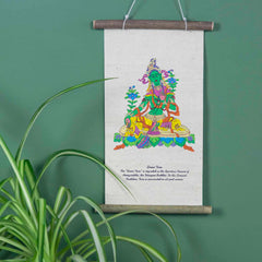 Lokta Deity Scroll - Green Tara-Siesta Crafts
