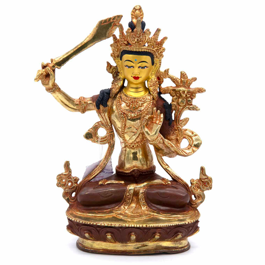 Gold Plated Manjushri Statue No.406-Siesta Crafts