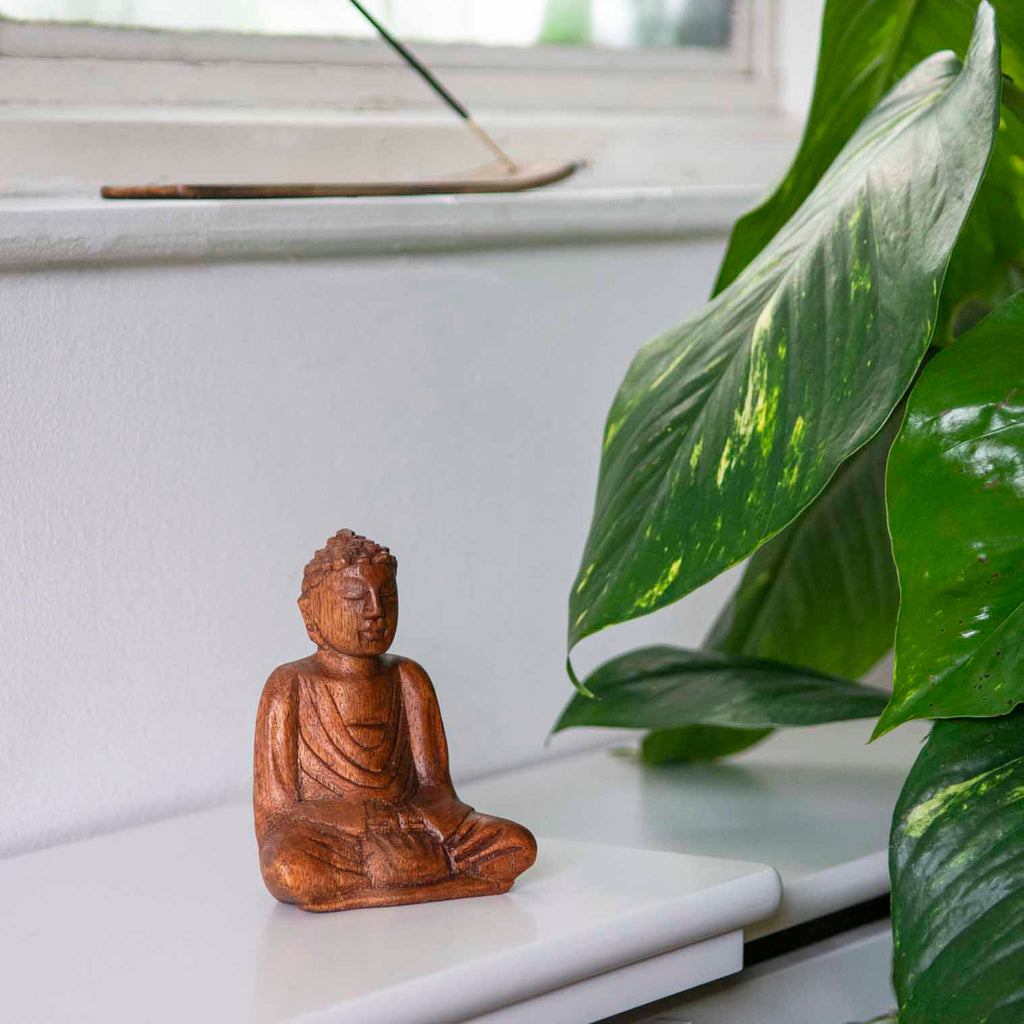 Small Handcarved Sitting Buddha-Siesta Crafts