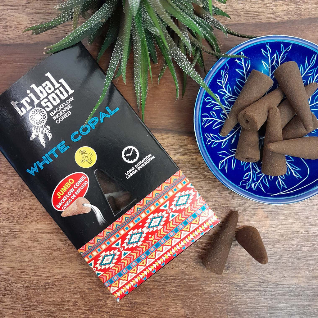 Tribal Soul White Copal Jumbo Backflow Incense Cones-Siesta Crafts