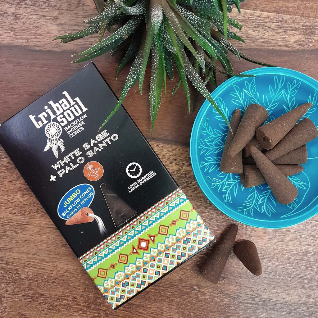Tribal Soul White Sage and Palo Santo Jumbo Backflow Incense Cones-Siesta Crafts
