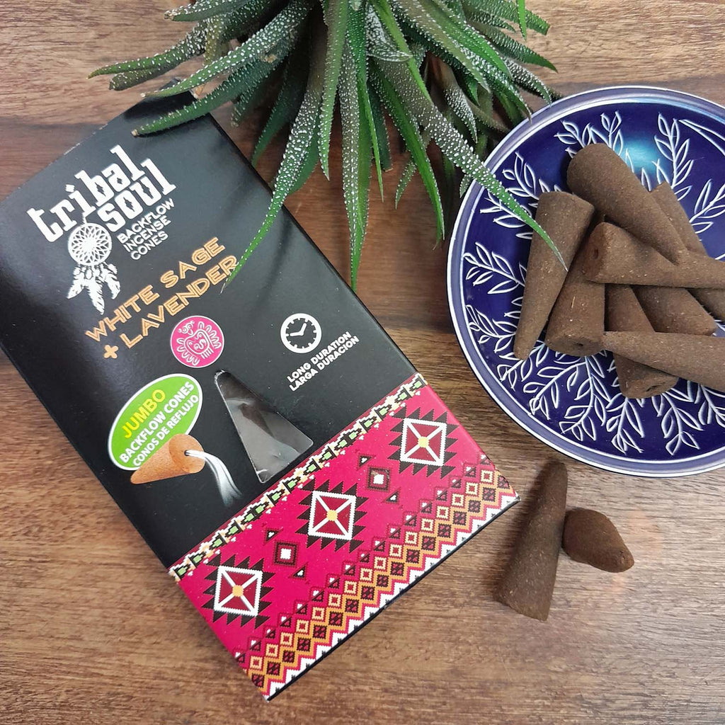 Tribal Soul White Sage and Lavender Jumbo Backflow Incense Cones-Siesta Crafts