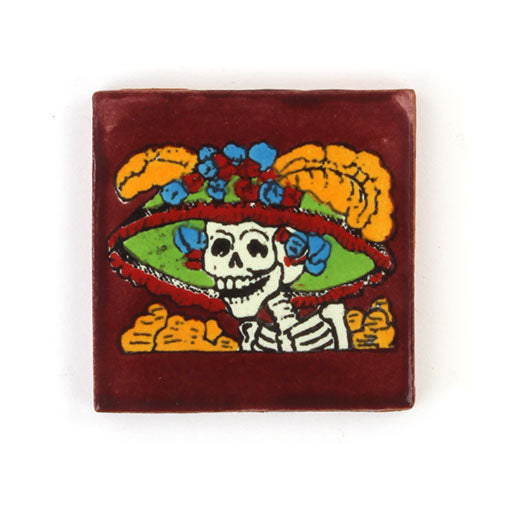 Small Ceramic Catrina Tile-Siesta Crafts