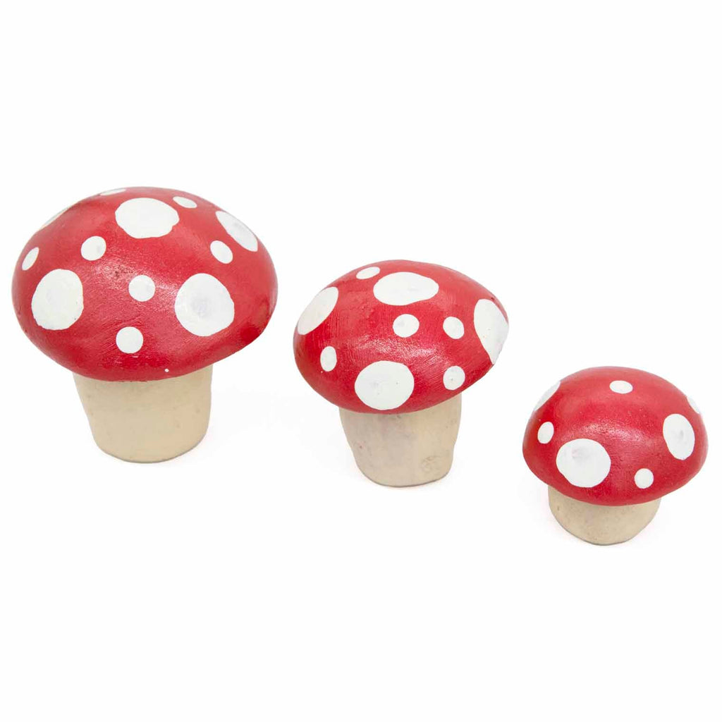 Mexican Ceramic Mushrooms - Set of Three-Siesta Crafts