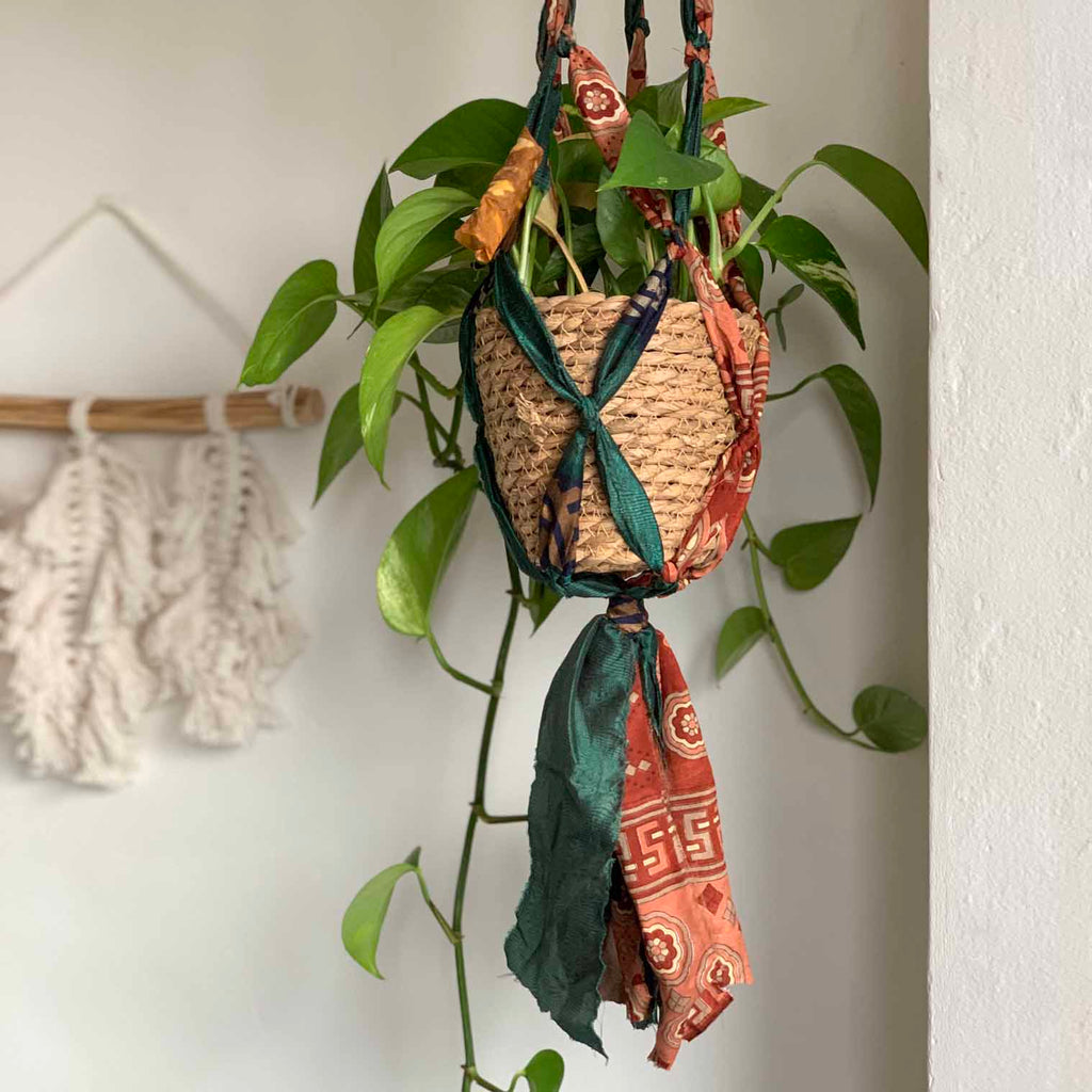 Recycled Sari Plant Hanger Large-Siesta Crafts