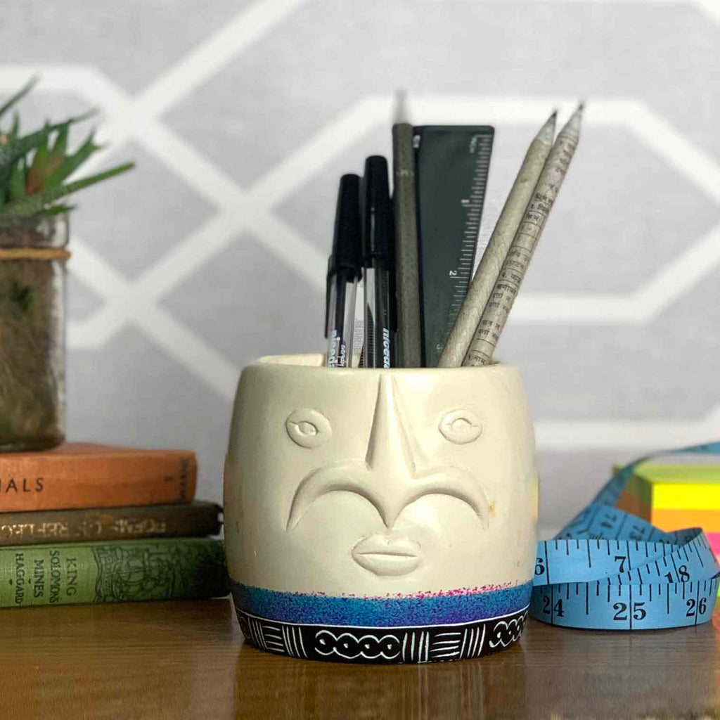 Face Design Soapstone Planter-Siesta Crafts