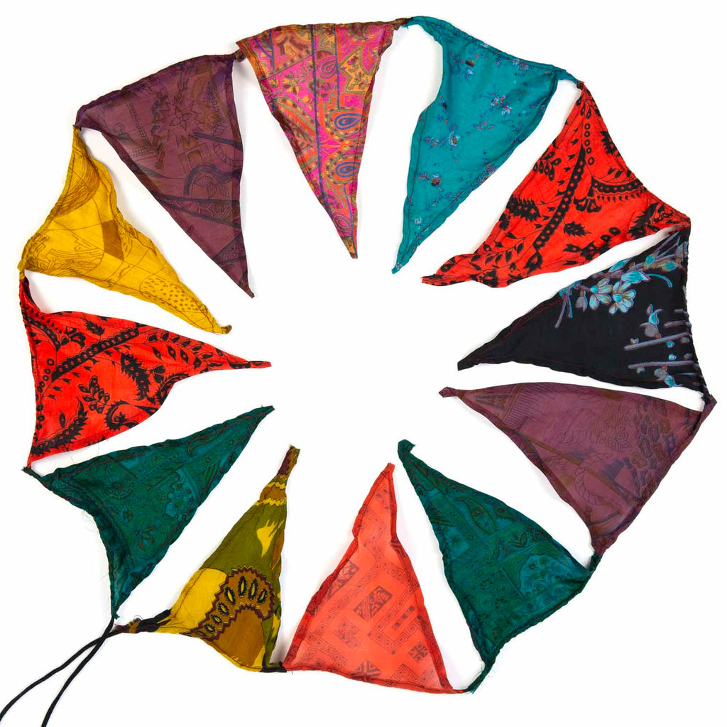 Large Flag Recycled Sari Bunting-Siesta Crafts
