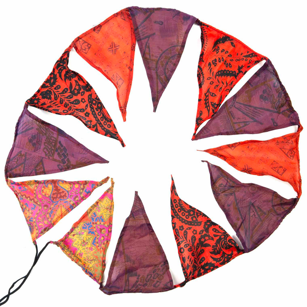 Large Flag Recycled Sari Bunting-Siesta Crafts