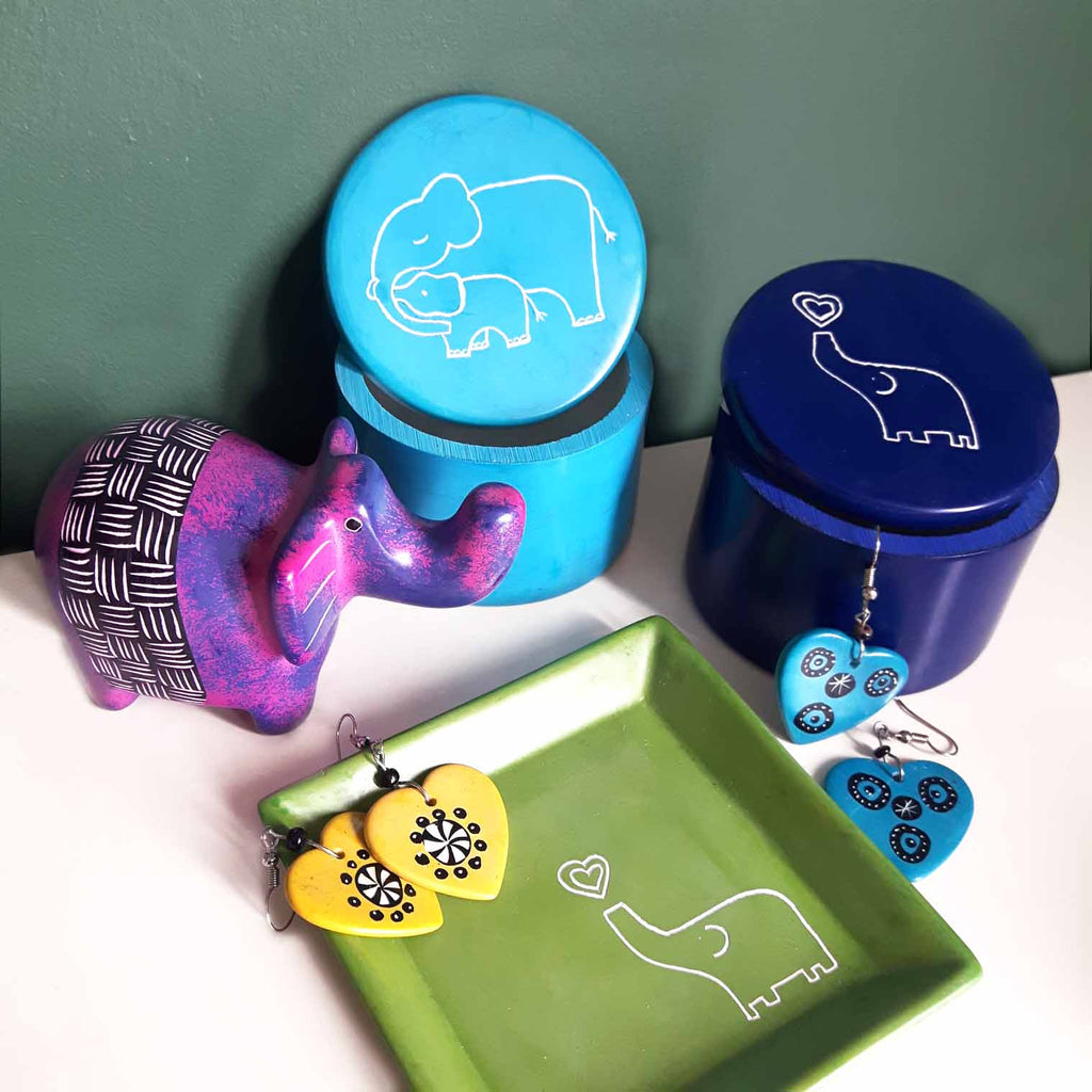 Soapstone Patterned Elephant-Siesta Crafts
