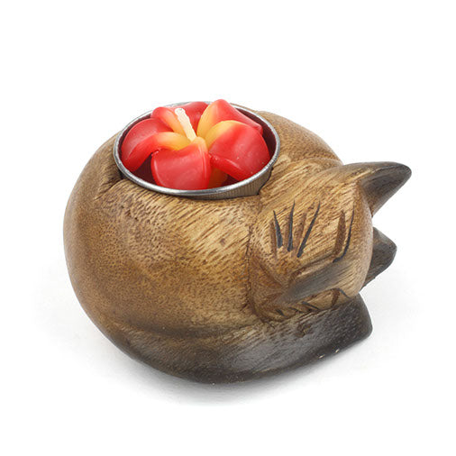 Curled Cat Tealight Holder-Siesta Crafts