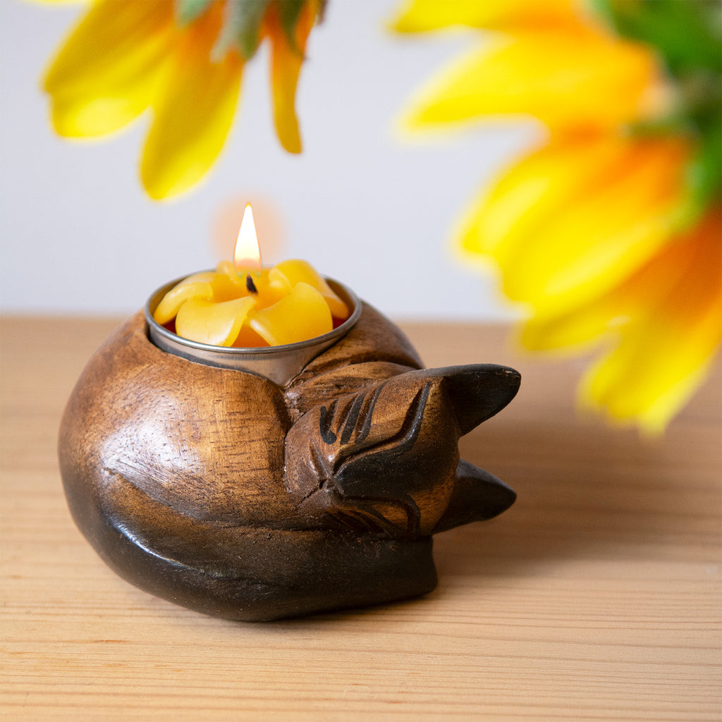 Curled Cat Tealight Holder-Siesta Crafts