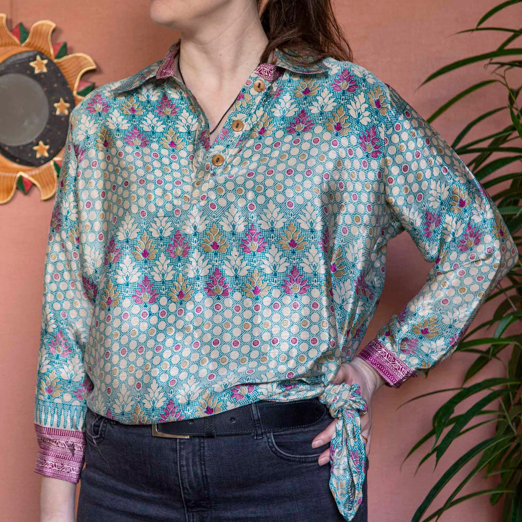 Ladies Recycled Sari Shirt-Siesta Crafts