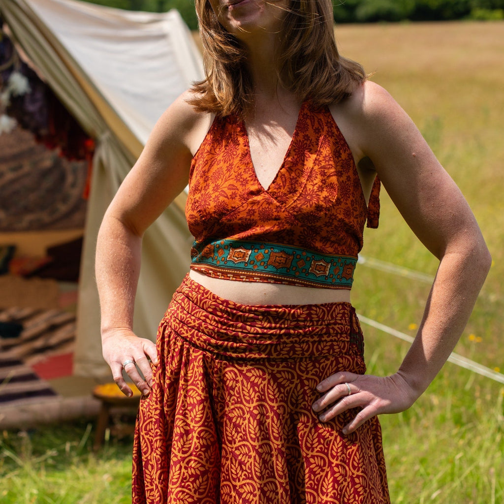 Recycled Sari Bralette Halter Top-Siesta Crafts