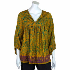 Recycled Sari Puff Sleeve Blouse-Siesta Crafts