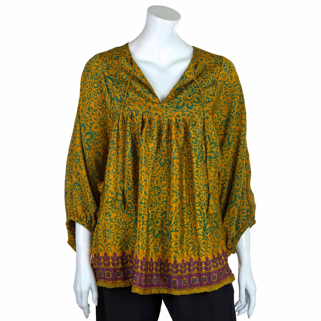 Recycled Sari Puff Sleeve Blouse-Siesta Crafts
