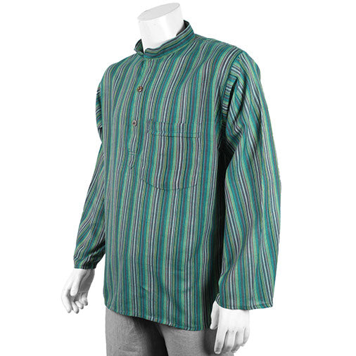 Oversize Stripy Grandad Shirt-Siesta Crafts