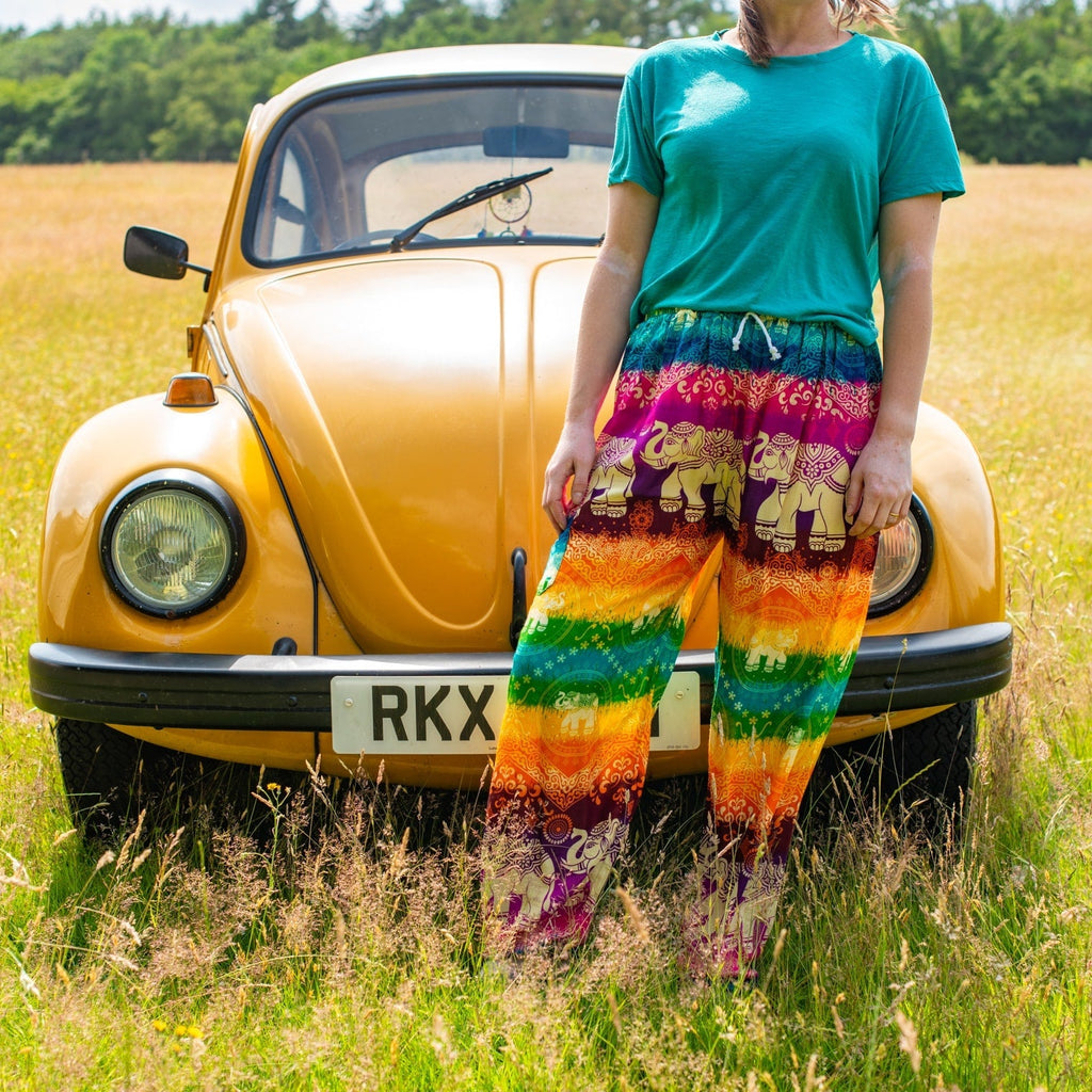 Drawstring Rainbow Elephant Trousers-Siesta Crafts