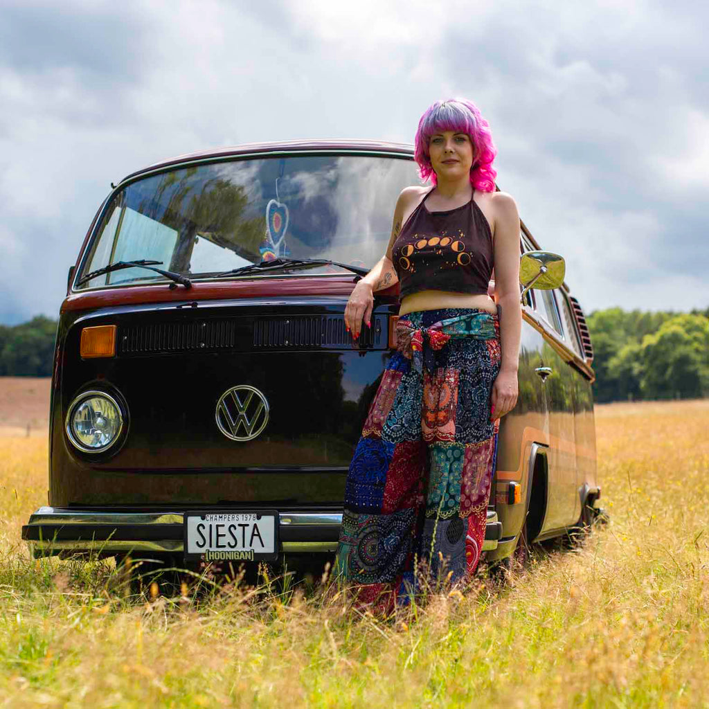 Patchwork Wide Leg Trousers-Siesta Crafts