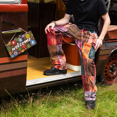 Stonewash Patch Blockprint Trousers-Siesta Crafts