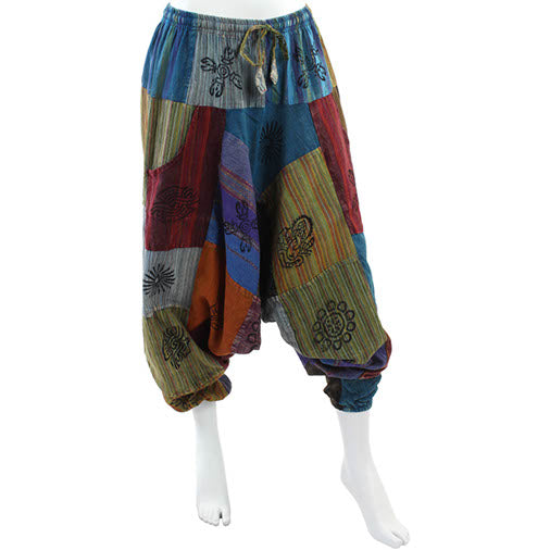 Patch Block Print Ali Baba Trousers-Siesta Crafts