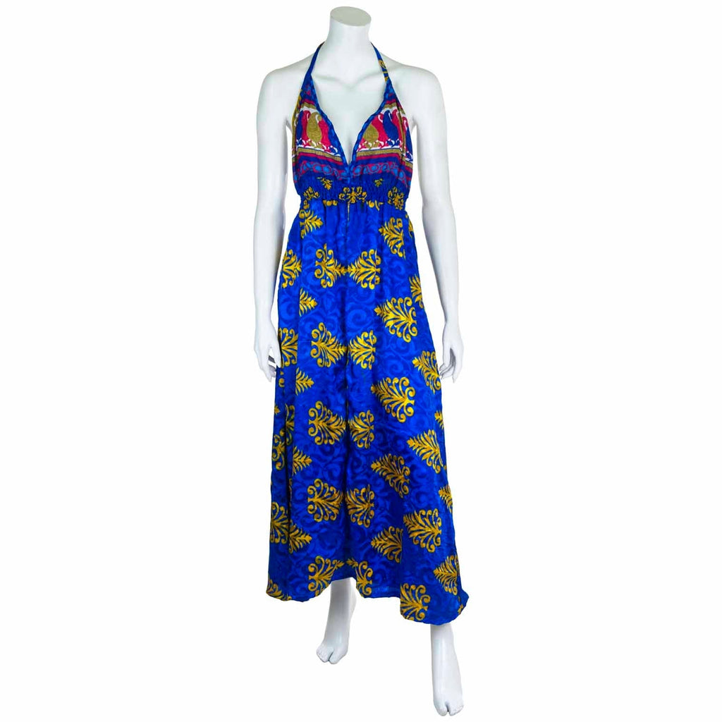 Recycled Sari Tie Up Halter Dress-Siesta Crafts