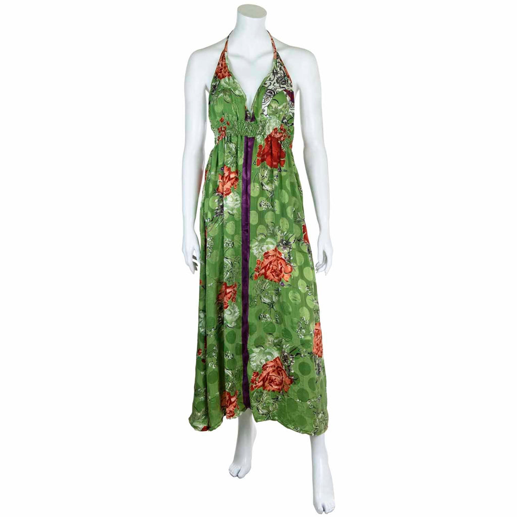 Recycled Sari Tie Up Halter Dress-Siesta Crafts