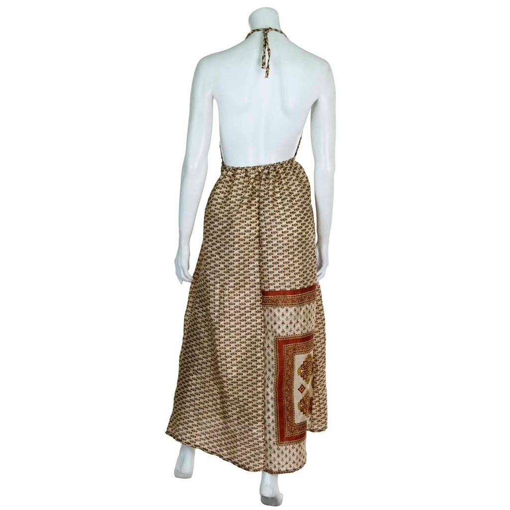 Recycled Sari Tie Up Halter Dress-Siesta Crafts