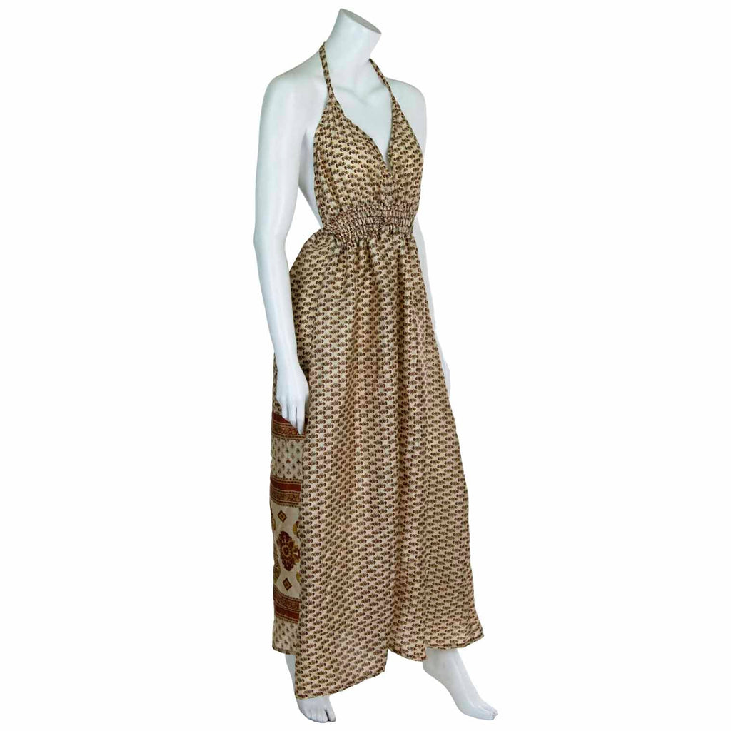 Recycled Sari Tie Up Halter Dress-Siesta Crafts