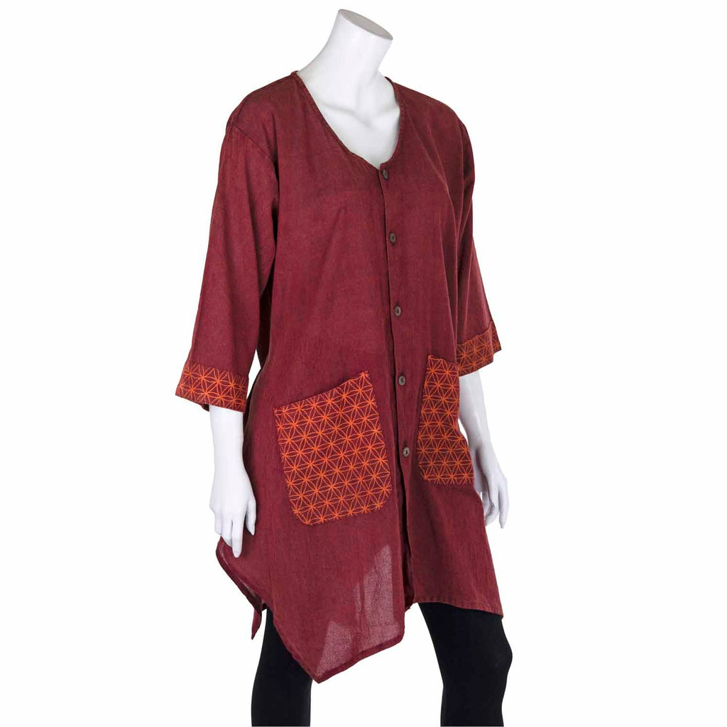 Patterned Pocket Smock Dress-Siesta Crafts