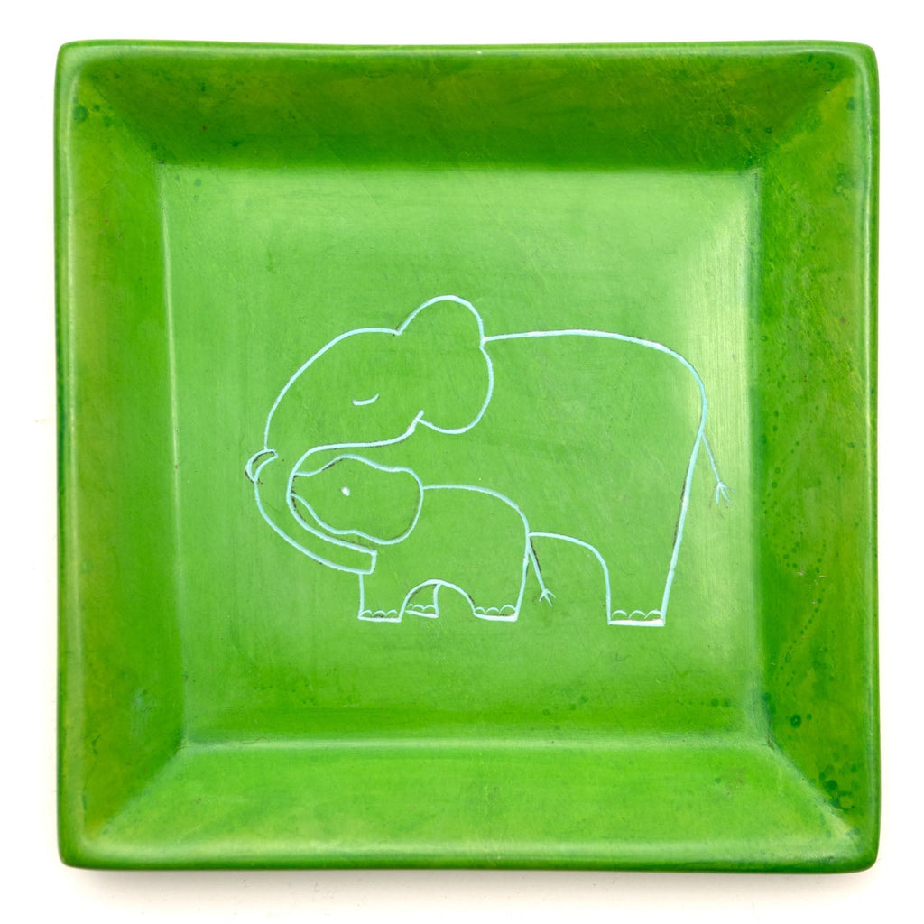 Mother and Baby Elephant Soapstone Tray-Siesta Crafts
