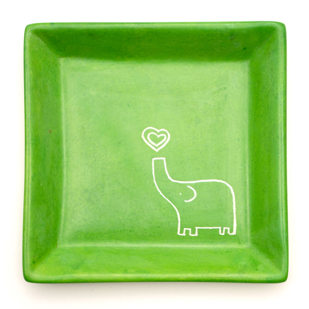 Trunk Up Elephant Soapstone Tray-Siesta Crafts
