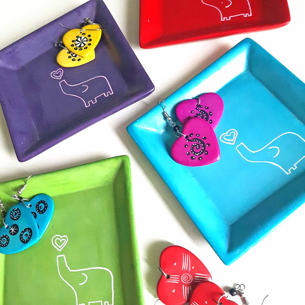 Trunk Up Elephant Soapstone Tray-Siesta Crafts