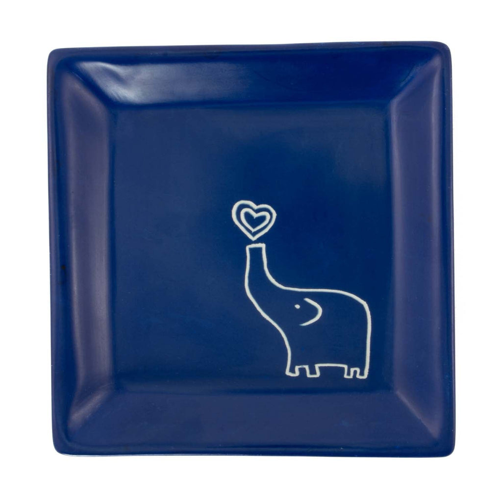 Trunk Up Elephant Soapstone Tray-Siesta Crafts
