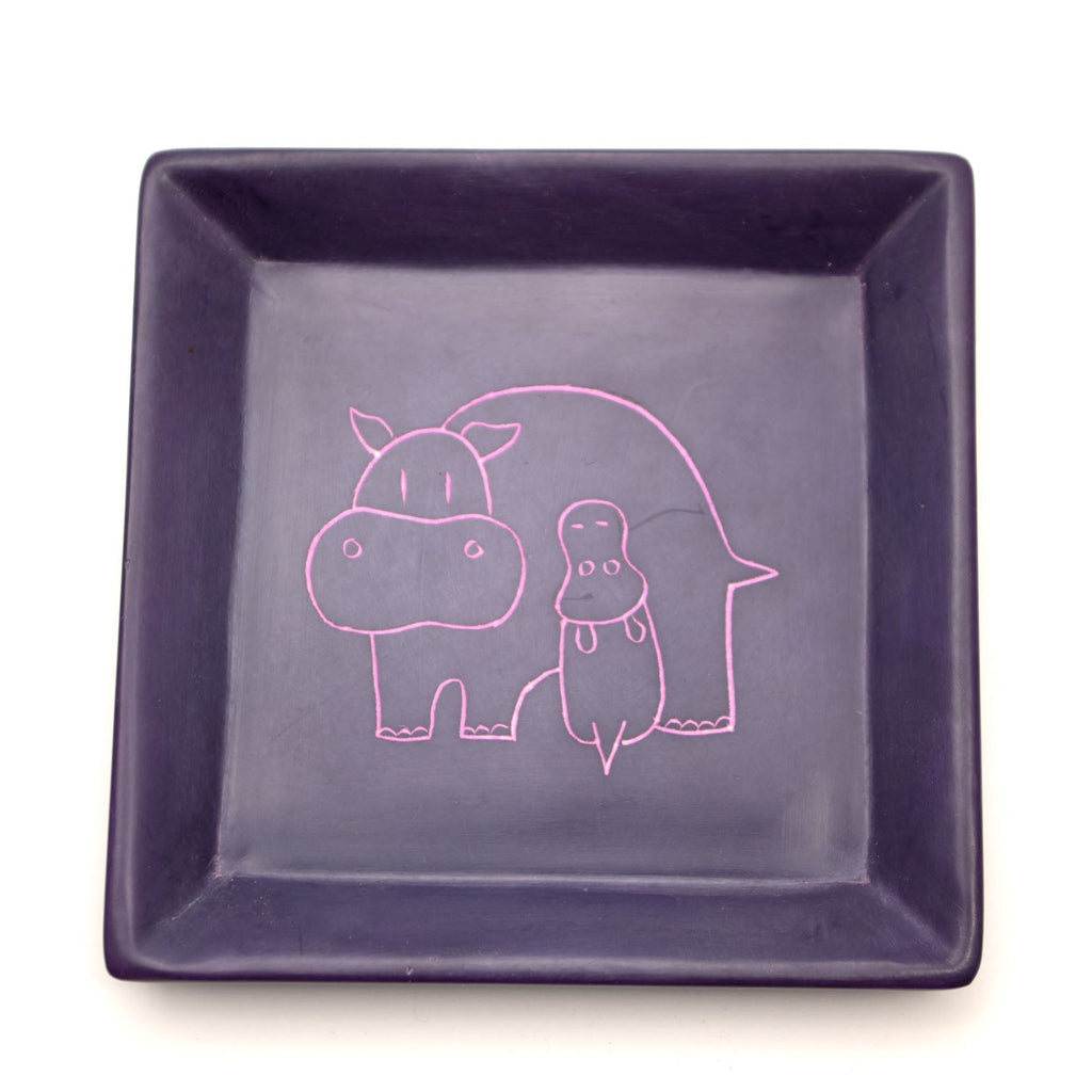 Mother and Baby Hippo Soapstone Tray-Siesta Crafts