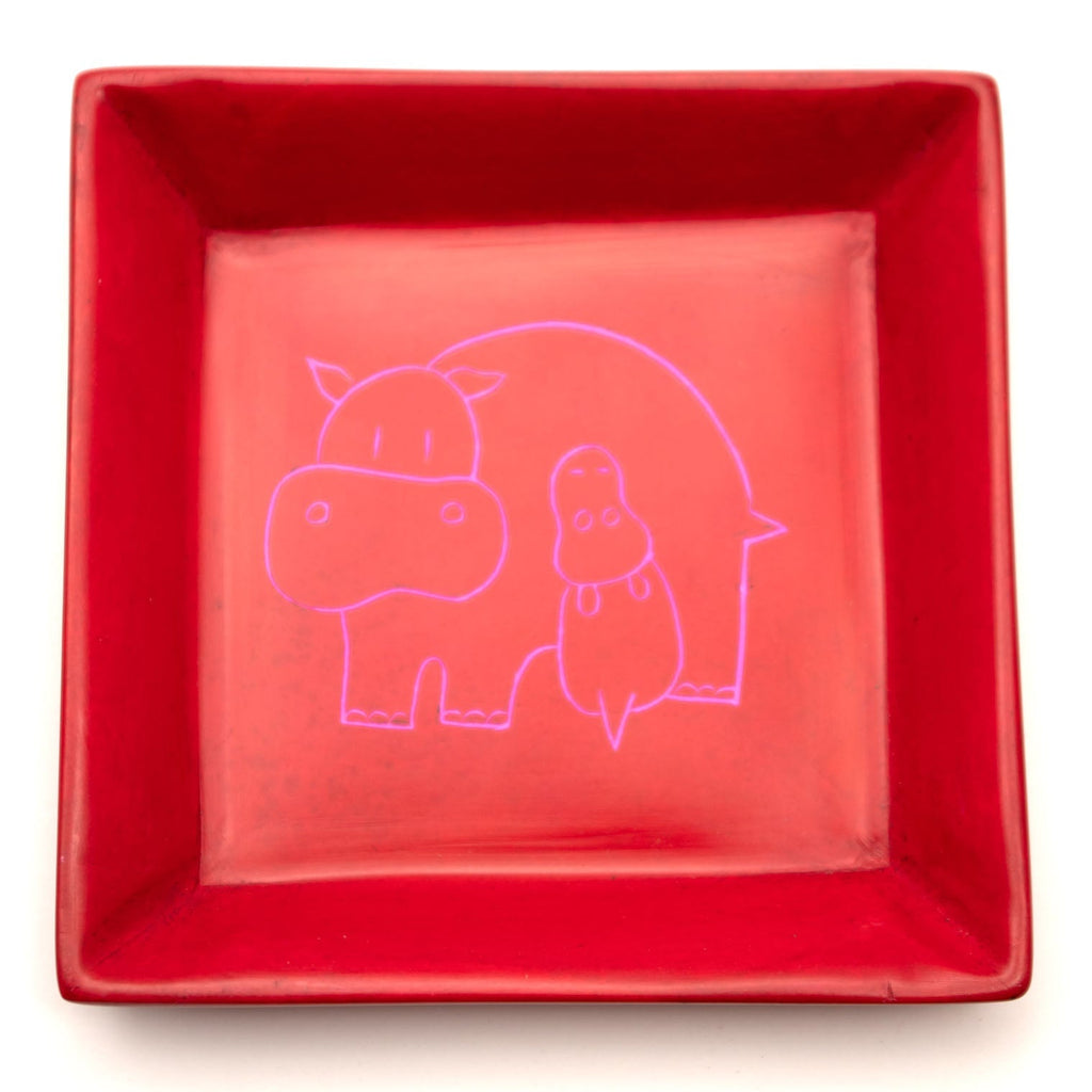 Mother and Baby Hippo Soapstone Tray-Siesta Crafts