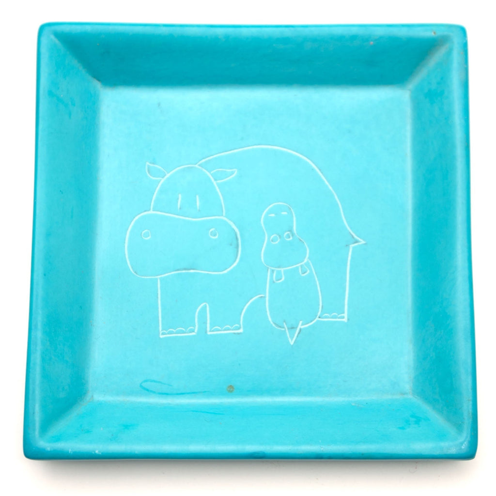Mother and Baby Hippo Soapstone Tray-Siesta Crafts