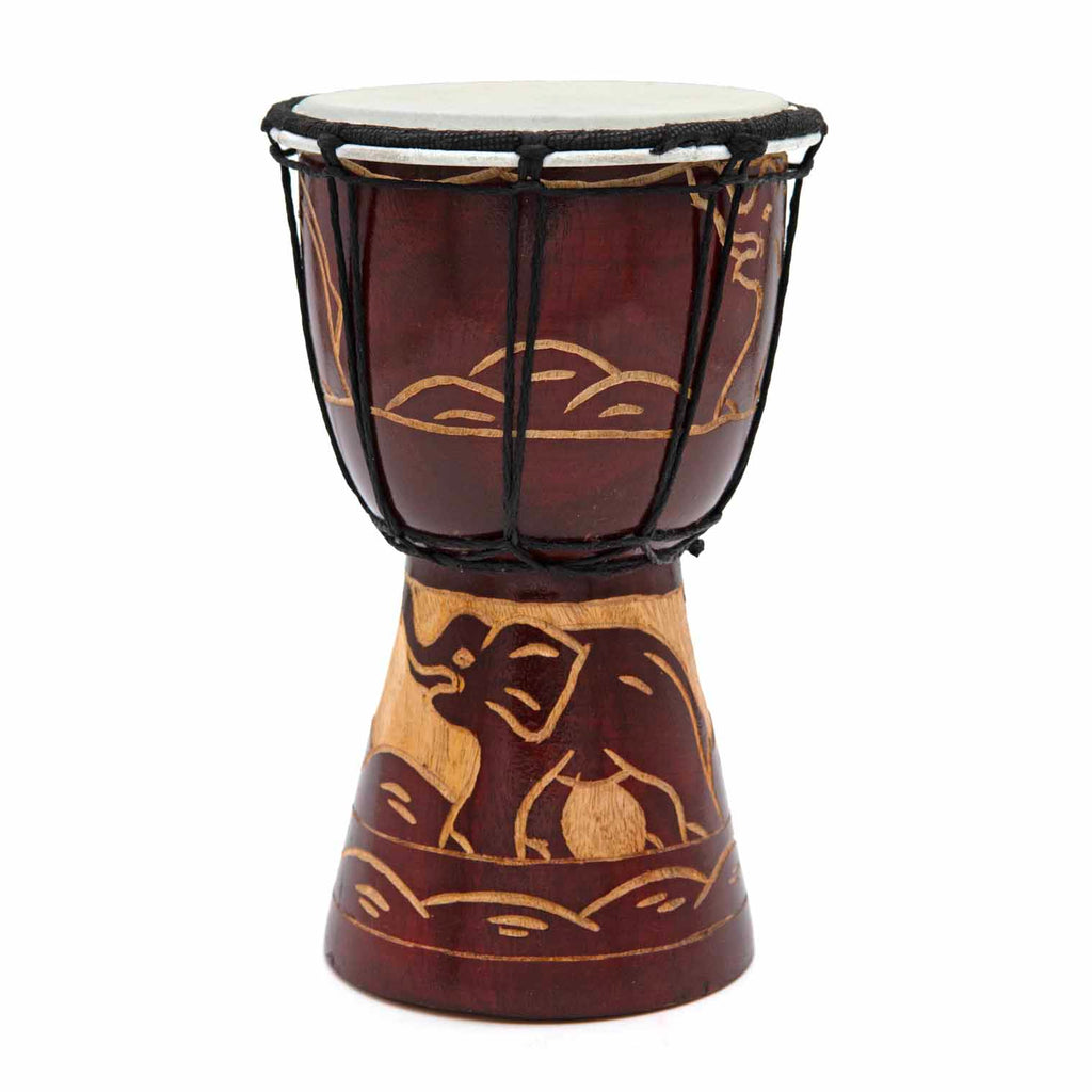 Carved Elephant Djembe Drum 20cm