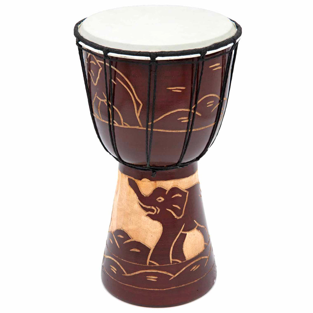 Carved Elephant Djembe Drum 30cm