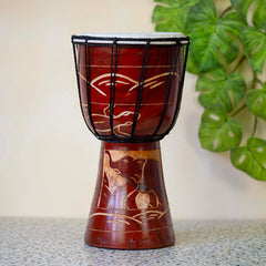 Carved Elephant Djembe Drum 30cm