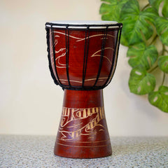 Carved Gecko Djembe Drum 30cm