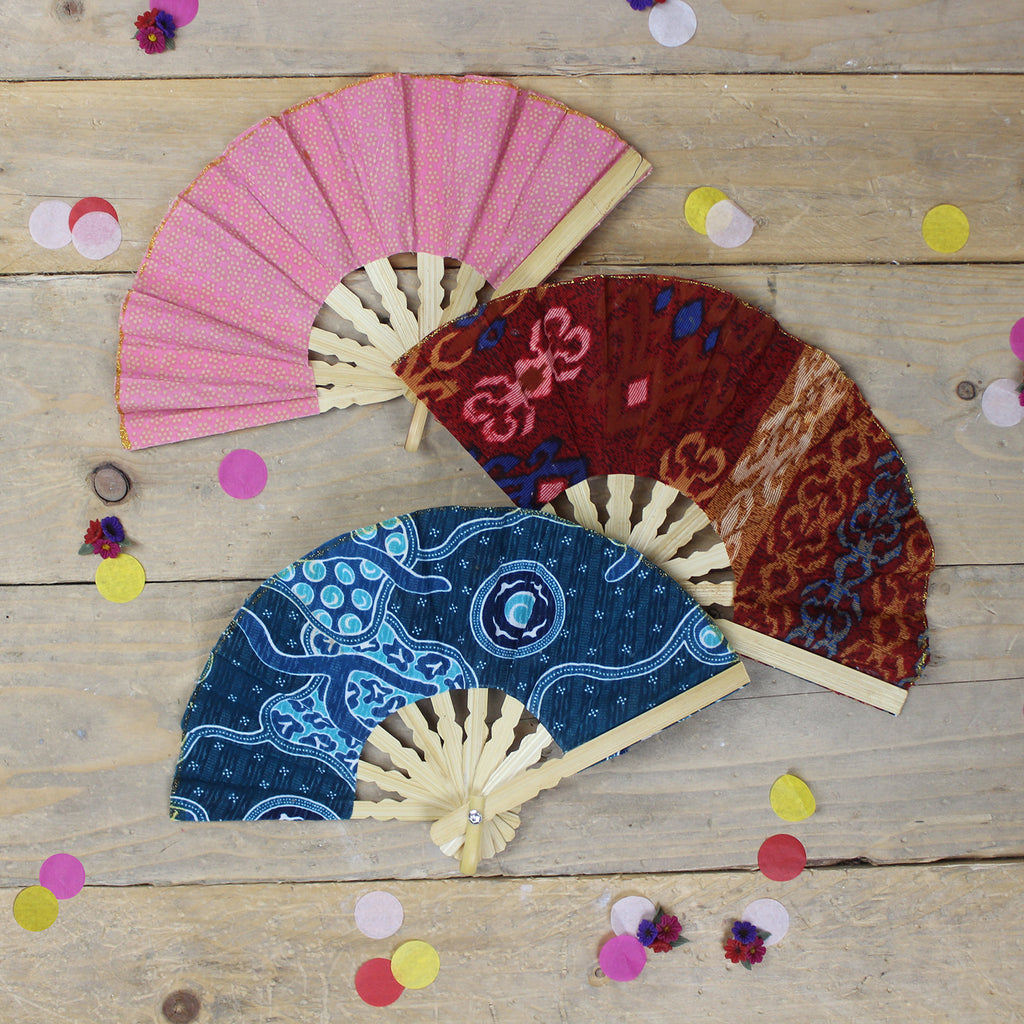 Ten Balinese Batik Fans-Siesta Crafts