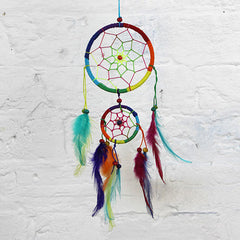 Small Bright Rainbow Dreamcatcher-Siesta Crafts