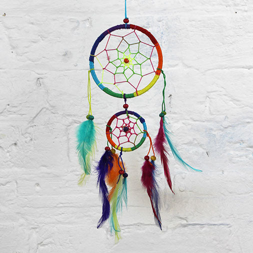 Small Bright Rainbow Dreamcatcher-Siesta Crafts