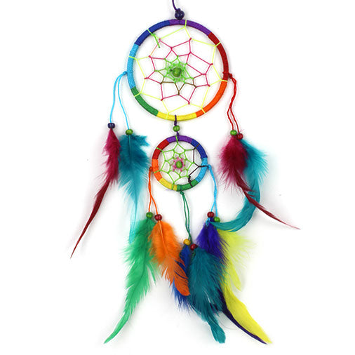 Small Bright Rainbow Dreamcatcher-Siesta Crafts